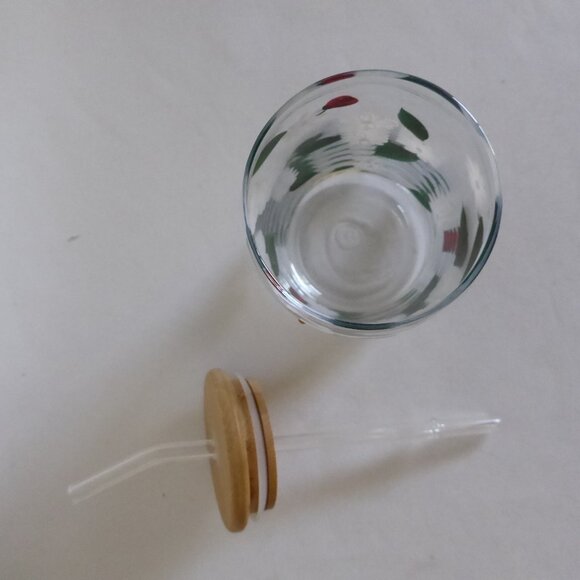 NEW 16oz HAND PAINTED DAISY FLOWER LADY BUGS BEJEWELED GLASS SIPPER W/ STRAW - Picture 12 of 13